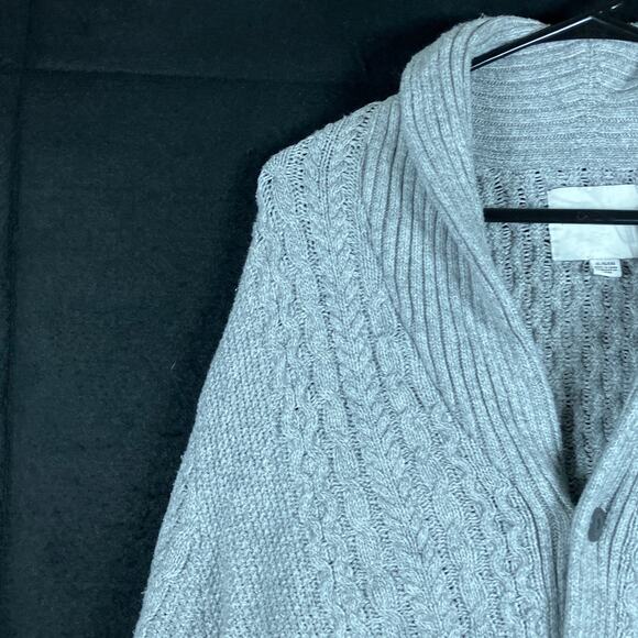 American Eagle Mens Sweater Gray Button Front Shawl Neck Knit Cotton Blend XL - Picture 4 of 12